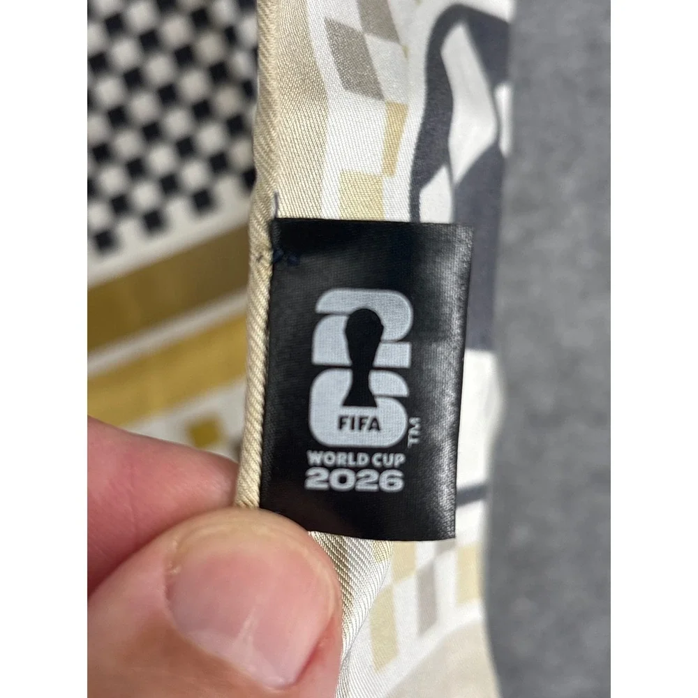 FIFA World Cup 2026 Official Silk Scarf Soccer Pitch Graphic Gold Black 34x34